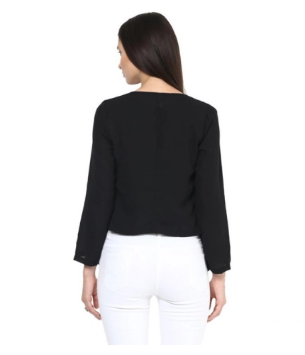 Women's Polyester Solid Long Sleeves Blazer (Black)