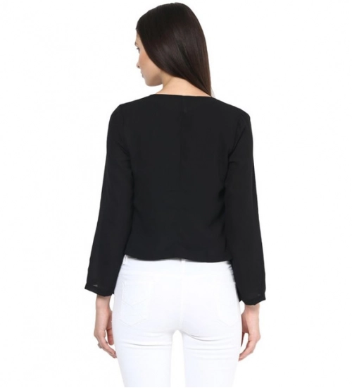 Women's Polyester Solid Long Sleeves Blazer (Black) Women's Polyester Solid Long Sleeves Blazer (Black)