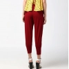 Women's Polyester Solid Elasticated Trousers (Maroon)