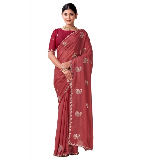 Women's Digital Printed  Georgette Saree With Unstitched Blouse (Red, 5-6 Mtrs)