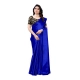 Women's Satin Printed Saree With Unstitched Blouse 5.5Mtr (Royal Blue)