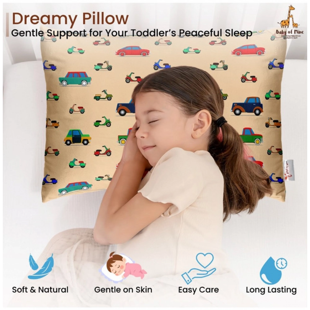 Soft Plush Printed Baby Infant Pillow for Kids Age 1 To 5 Years (Beige)