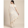 Women's Linen Cotton Printed Saree With Unstitched Blouse 5.5Mtr (Cream) Women's Linen Cotton Printed Saree With Unstitched Blouse 5.5Mtr (Cream)