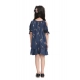 Girl's Satin Animal Print Sleeveless Dress (Blue)