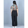 Girl's Polyester Printed Short Sleeves Jumpsuit (Multicolor-Black)