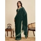 Women's Georgette Printed Saree With Unstitched Blouse 5.5Mtr (Green)