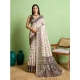 Women's Silk Blend Printed Saree With Unstitched Blouse 5.5Mtr (Off White) Women's Silk Blend Printed Saree With Unstitched Blouse 5.5Mtr (Off White)