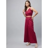 Women's Cotton Linen Solid Sleeveless Crop Top and Palazzo Set (Maroon) Women's Cotton Linen Solid Sleeveless Crop Top and Palazzo Set (Maroon)