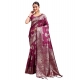 Women's Banarasi Silk Printed Saree With Unstitched Blouse 5.5Mtr (Purple) Women's Banarasi Silk Printed Saree With Unstitched Blouse 5.5Mtr (Purple)