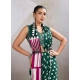 Women's Satin Crepe Printed Saree With Unstitched Blouse 5.5Mtr (Bottle Green)