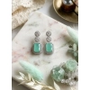Women's Brass Silver Plated Drop Earrings (Turquoise)