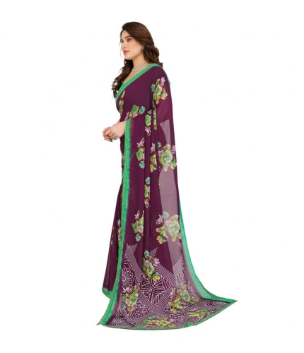 Women's Georgette Printed Saree With Unstitched Blouse 5.5Mtr (Maroon) Women's Georgette Printed Saree With Unstitched Blouse 5.5Mtr (Maroon)