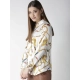 Women's Satin Printed Long Sleeves Shirt (White-Gold) Women's Satin Printed Long Sleeves Shirt (White-Gold)