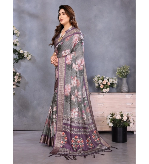 Women's Cotton Silk Printed Saree With Unstitched Blouse 5.5Mtr (Wine ) Women's Cotton Silk Printed Saree With Unstitched Blouse 5.5Mtr (Wine )