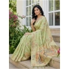 Women's Linen Cotton Printed Saree With Unstitched Blouse 5.5Mtr (Light Green) Women's Linen Cotton Printed Saree With Unstitched Blouse 5.5Mtr (Light Green)
