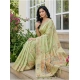 Women's Linen Cotton Printed Saree With Unstitched Blouse 5.5Mtr (Light Green)
