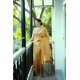 Women's Faux_Tussar_Silk Geometric_Print Saree With Unstitched Blouse 5.5Mtr (Mustard)