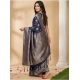 Women's Silk Blend Printed Saree With Unstitched Blouse 5.5Mtr (Navy Blue)