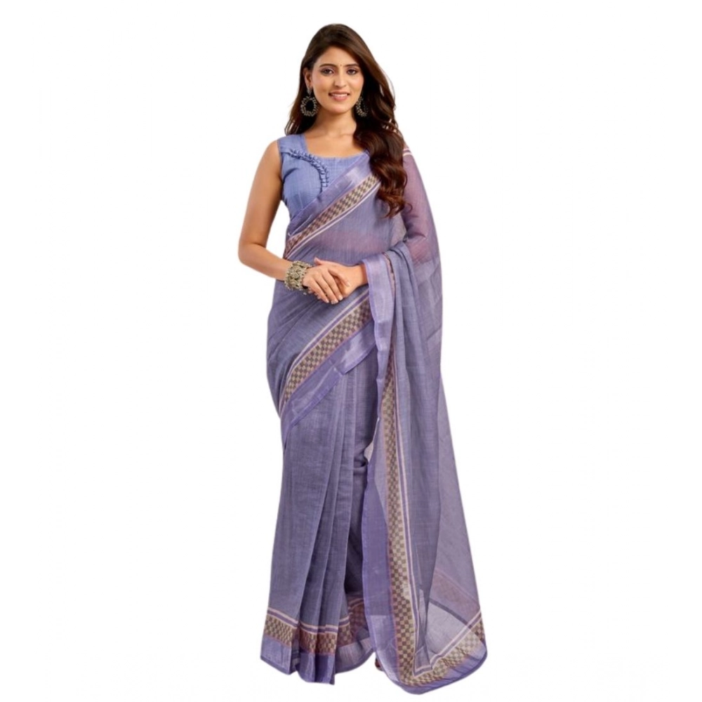 Women's Faux Linen Printed Ready to wear Saree With Unstitched Blouse 5.5Mtr (Light_Lavender) Women's Faux Linen Printed Ready to wear Saree With Unstitched Blouse 5.5Mtr (Light_Lavender)