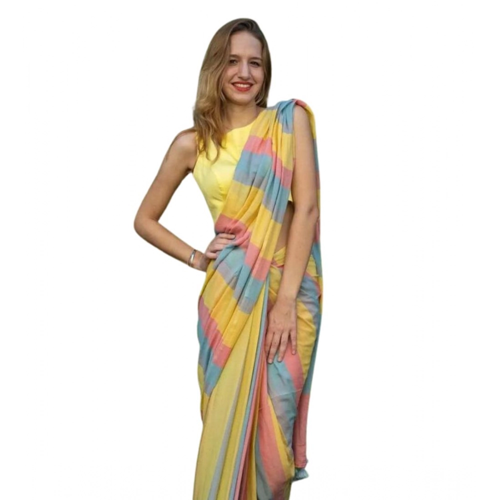 Women's Linen Printed Saree With Unstitched Blouse 5.5Mtr (Multicolor) Women's Linen Printed Saree With Unstitched Blouse 5.5Mtr (Multicolor)