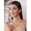 Women's Brass Silver Plated Necklace set (Green)