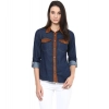 Women's Denim Cotton based Solid Long Sleeves Shirt (Blue) Women's Denim Cotton based Solid Long Sleeves Shirt (Blue)