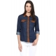 Women's Denim Cotton based Solid Long Sleeves Shirt (Blue) Women's Denim Cotton based Solid Long Sleeves Shirt (Blue)