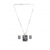 Women's Brass Silver Plated Pendant Set (Blue)