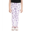 Girl's Cotton Lycra Floral Elasticated Jeggings (White-Lavender) Girl's Cotton Lycra Floral Elasticated Jeggings (White-Lavender)
