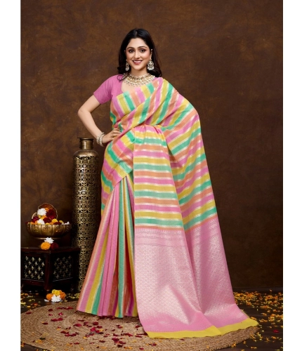 Women's Cotton Blended Printed Saree With Unstitched Blouse 5.5Mtr (Pink) Women's Cotton Blended Printed Saree With Unstitched Blouse 5.5Mtr (Pink)