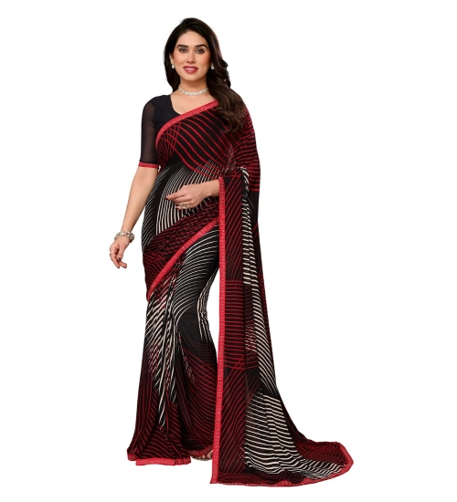 Women's Georgette Printed Saree With Unstitched Blouse 5.5Mtr (Multicolor)