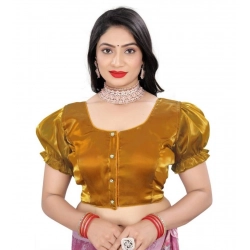 Women's Jimmy Solid Designer Neck Elastic Sleeve Readymade Blouse (Gold 38 , Alterable up to 42)-PID65828
