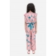 Girl's Rayon Floral Flutter Jumpsuit (Pink-Blue) Girl's Rayon Floral Flutter Jumpsuit (Pink-Blue)