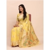 Women's Linen Cotton Printed Saree With Unstitched Blouse 5.5Mtr (Yellow) Women's Linen Cotton Printed Saree With Unstitched Blouse 5.5Mtr (Yellow)