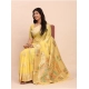 Women's Linen Cotton Printed Saree With Unstitched Blouse 5.5Mtr (Yellow) Women's Linen Cotton Printed Saree With Unstitched Blouse 5.5Mtr (Yellow)