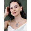 Women's Brass Silver Plated Pendant Set (Pink)