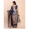 Women's Banarasi Silk Printed Saree With Unstitched Blouse 5.5Mtr (Navy Blue) Women's Banarasi Silk Printed Saree With Unstitched Blouse 5.5Mtr (Navy Blue)