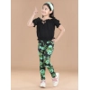 Girl's Cotton Lycra Floral Elasticated Jeggings (Black-Green) Girl's Cotton Lycra Floral Elasticated Jeggings (Black-Green)