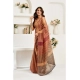 Women's Linen Cotton Printed Ready To Wear Saree With Unstitched Blouse 5.5 Mtr (Brown)