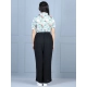 Girl's Polyester Floral Short Sleeves Jumpsuit (Green-Black)