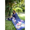 Women's Faux_Tussar Floral Saree With Unstitched Blouse 5.5Mtr (Navy_Blue) Women's Faux_Tussar Floral Saree With Unstitched Blouse 5.5Mtr (Navy_Blue)