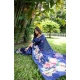 Women's Faux_Tussar Floral Saree With Unstitched Blouse 5.5Mtr (Navy_Blue) Women's Faux_Tussar Floral Saree With Unstitched Blouse 5.5Mtr (Navy_Blue)