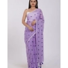 Women's Linen Printed Saree With Unstitched Blouse 5.5Mtr (Purple) Women's Linen Printed Saree With Unstitched Blouse 5.5Mtr (Purple)