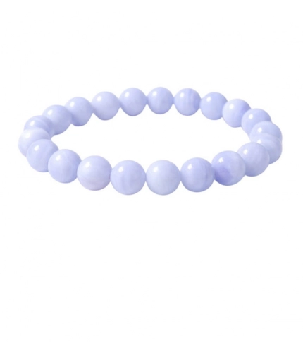 Natural Crystal 8mm Bluelace Agate Bracelet (Light Blue)