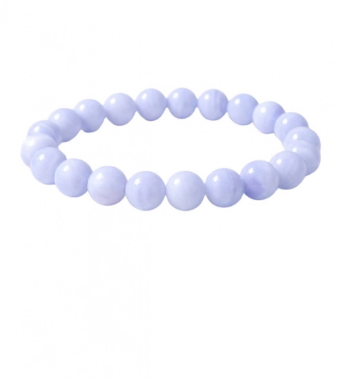 Natural Crystal 8mm Bluelace Agate Bracelet (Light Blue)