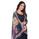 Women's chanderi silk  Printed Dupatta (Navy Blue, Length: 2 Mtr)
