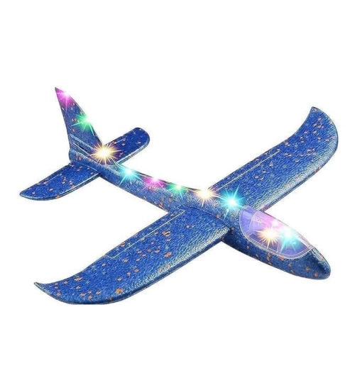 EPP Foam Galaxy Hand Throw Flying LED Glider Airplane (Blue-Multicolor)