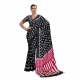 Women's Satin Crepe Printed Saree With Unstitched Blouse 5.5Mtr (Black)
