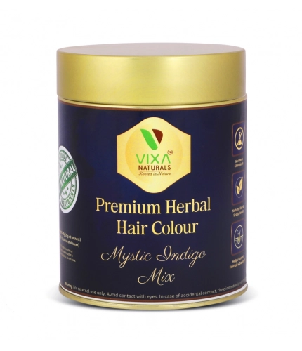 Women's Vixa Naturals Indigo Mix Hair Color | Henna Powder for Hair | Natural Black Herbal Hair Dye | Organic Mehndi with Indigo, Tulsi, Baheda &amp; Thankuni | 25g x 8