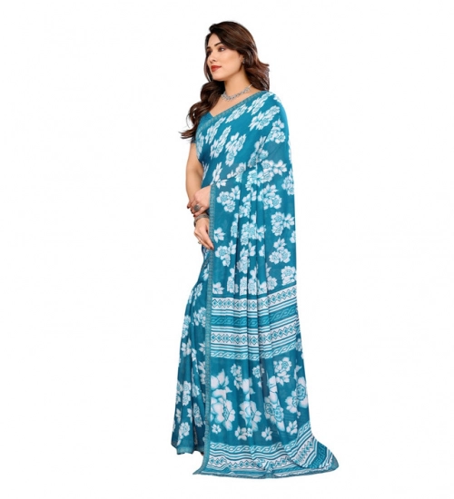 Women's Georgette Printed Saree With Unstitched Blouse 5.5Mtr (Sky Blue) Women's Georgette Printed Saree With Unstitched Blouse 5.5Mtr (Sky Blue)